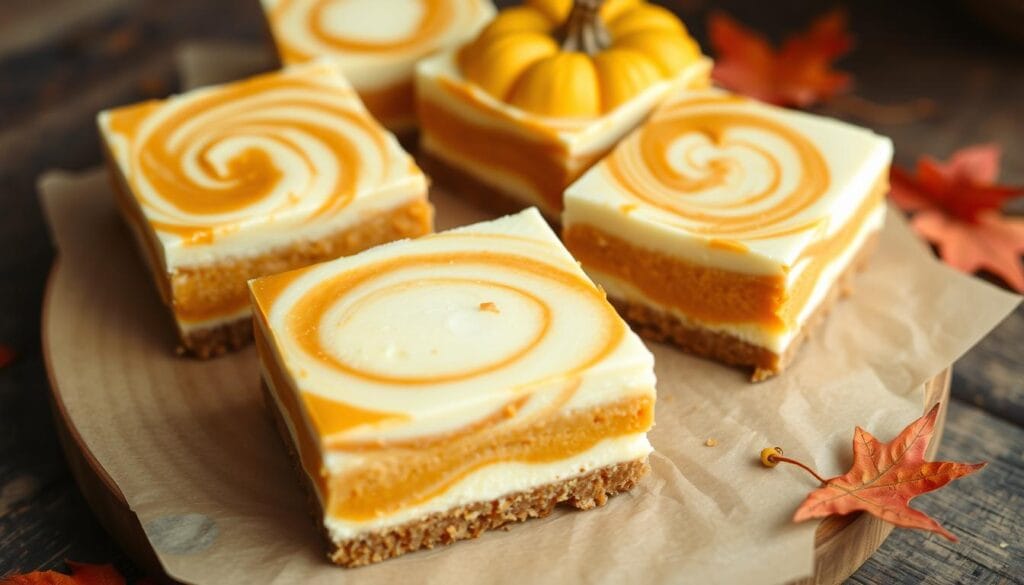 pumpkin swirl cheesecake bars