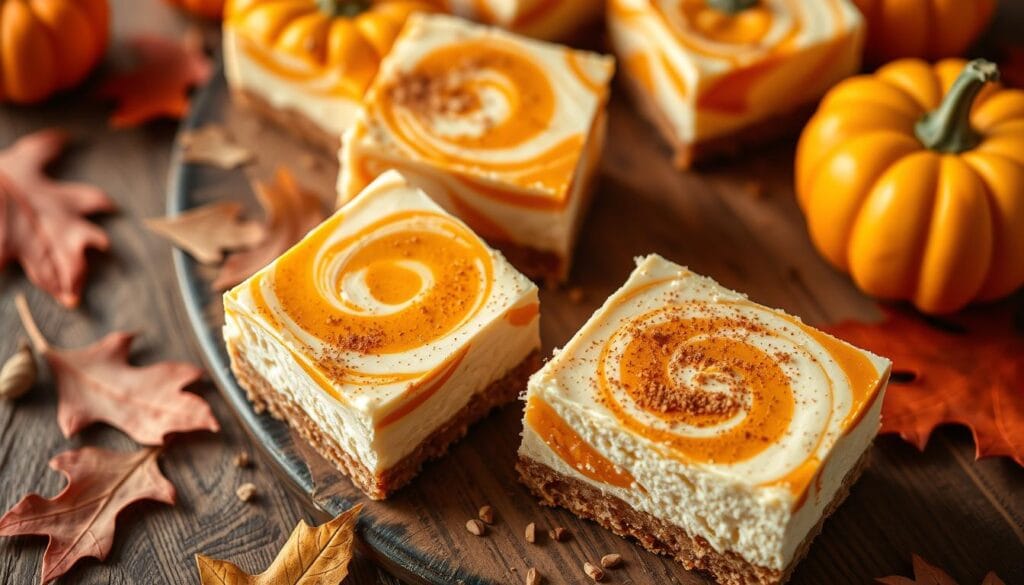 pumpkin swirl cheesecake bars