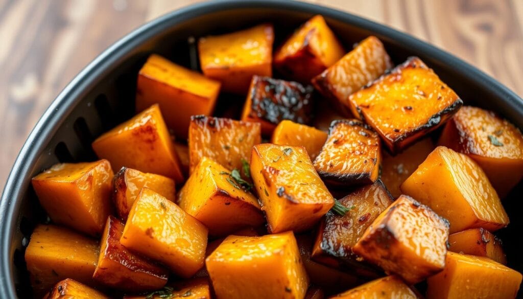 air fryer roasted butternut squash with cinnamon