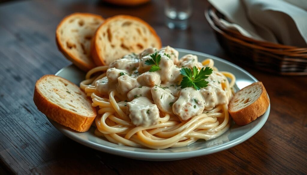 chicken alfredo garlic bread