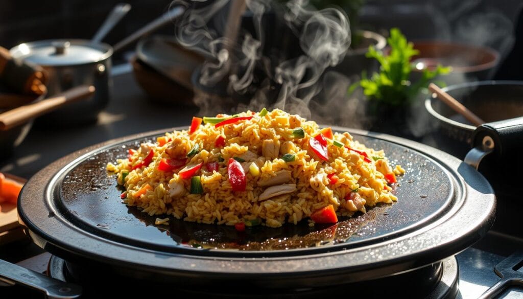 chicken fried rice on blackstone