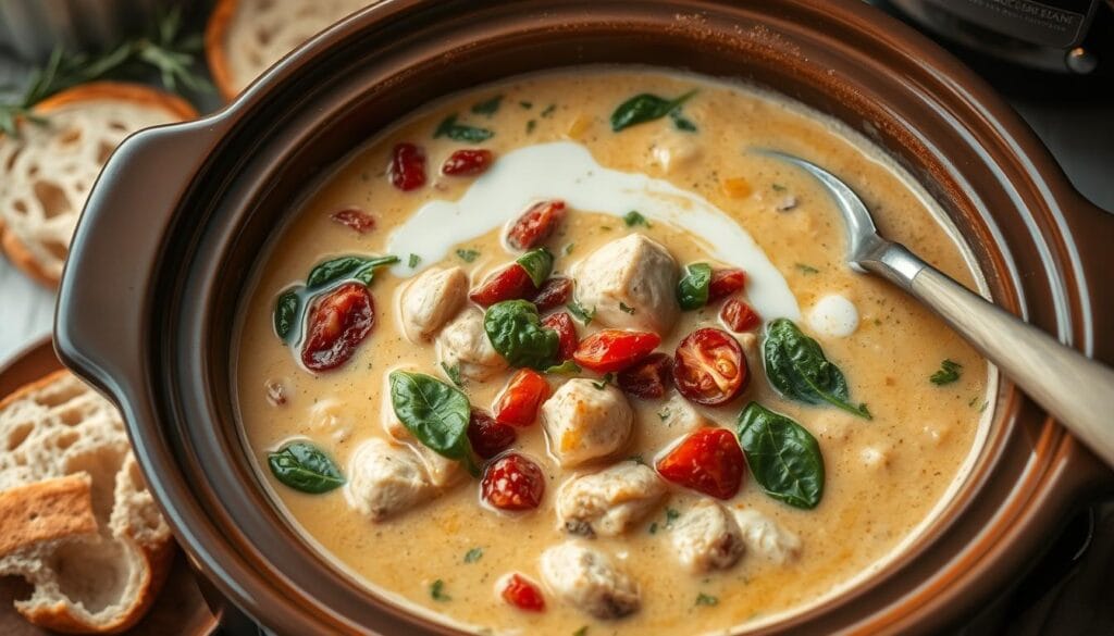 crockpot tuscan chicken soup