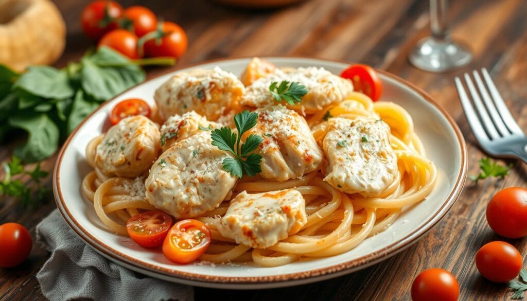 garlic parmesan chicken pasta recipe