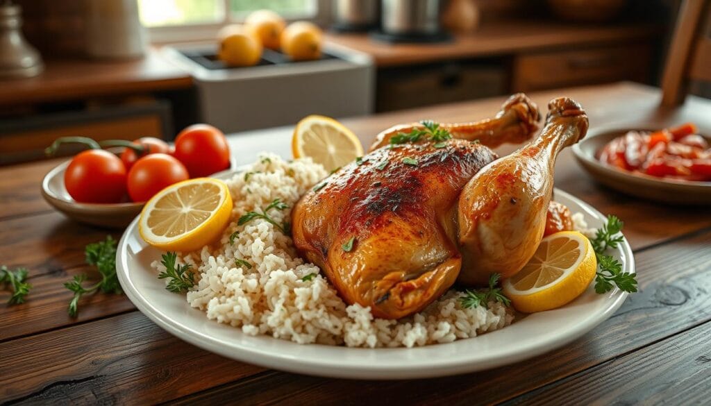 old fashioned baked chicken with rice and pimentos recipe