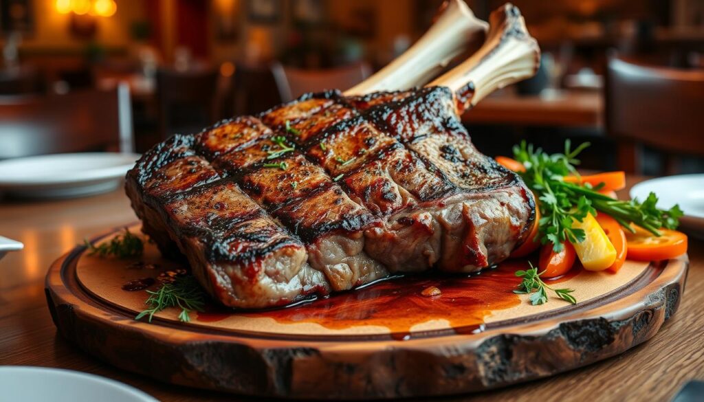 serving tomahawk steak