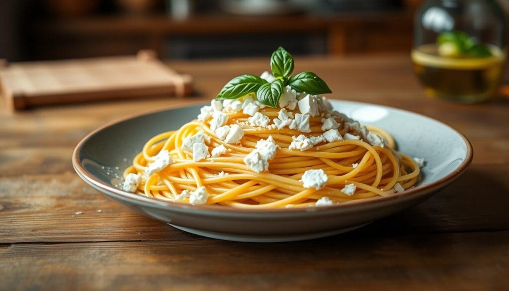 spaghetti with feta