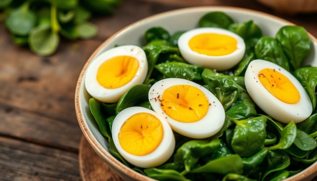 spinach with boiled eggs recipe