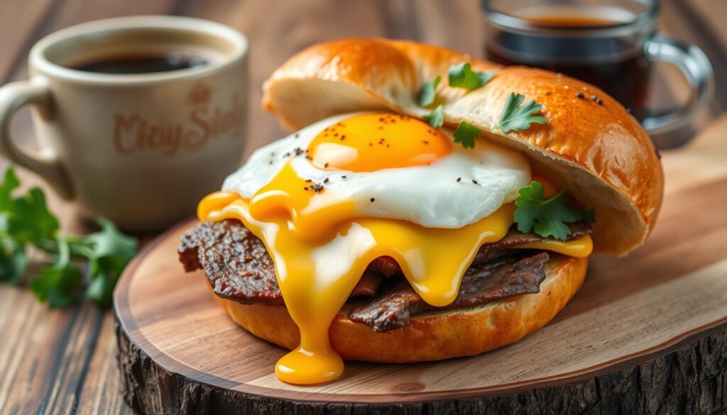 steak egg and cheese bagel