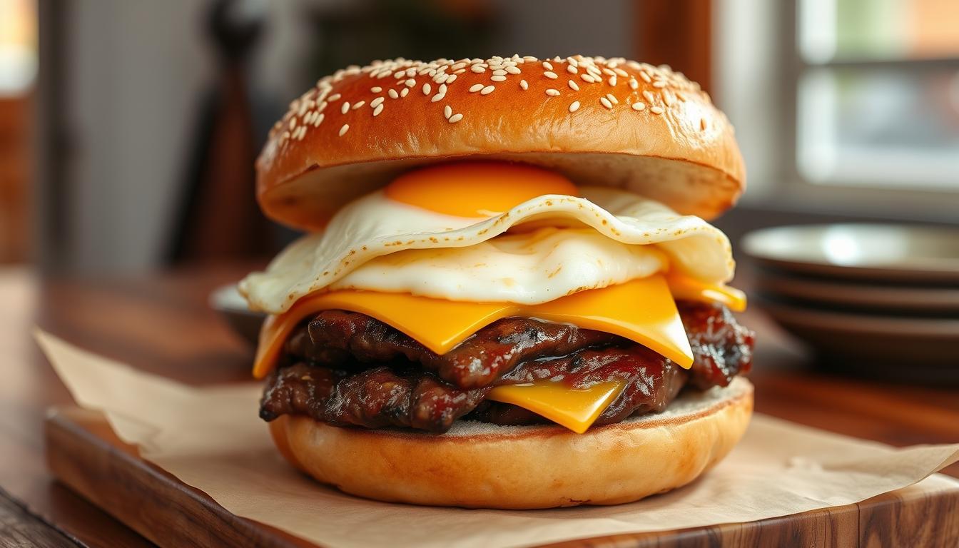 steak egg and cheese bagel​