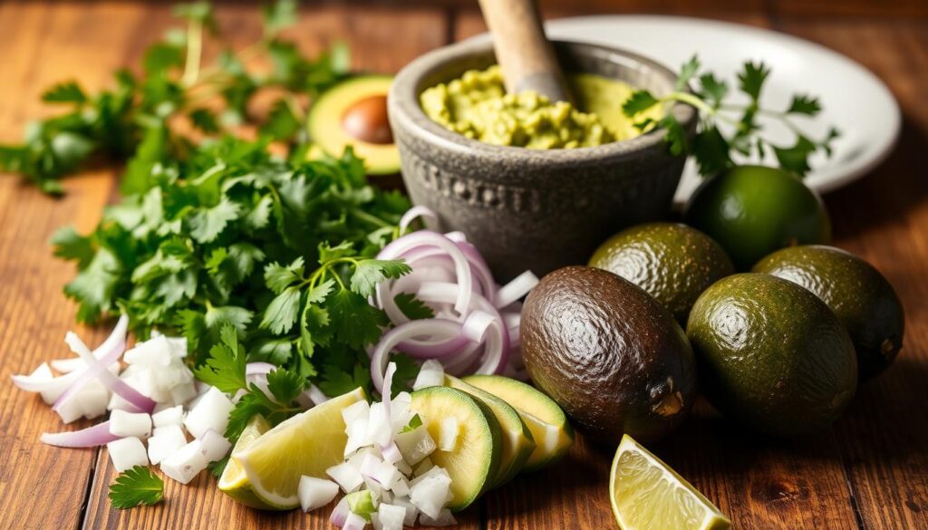 Fresh ingredients for guacamole