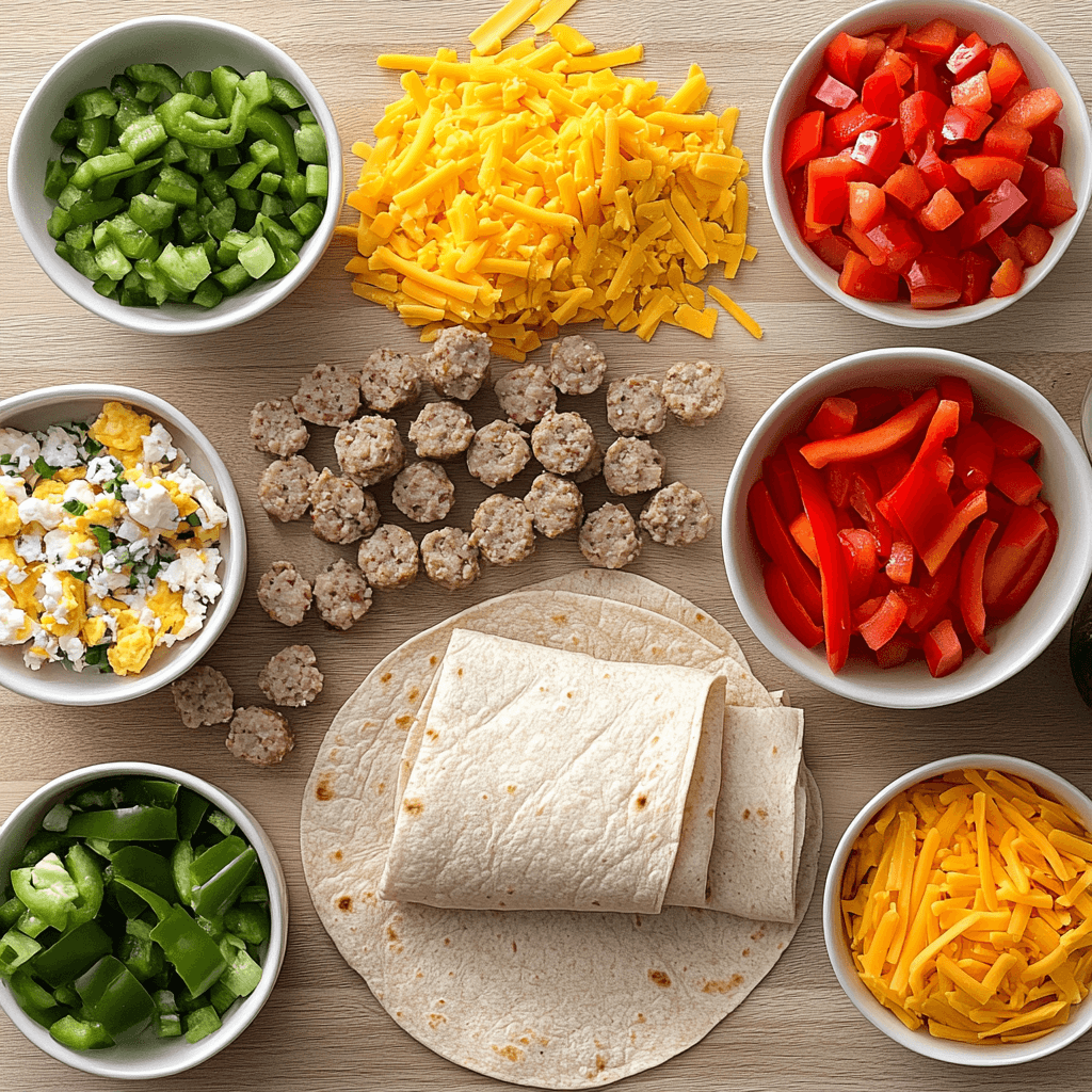 ingredients for high protein breakfast burrito meal prep