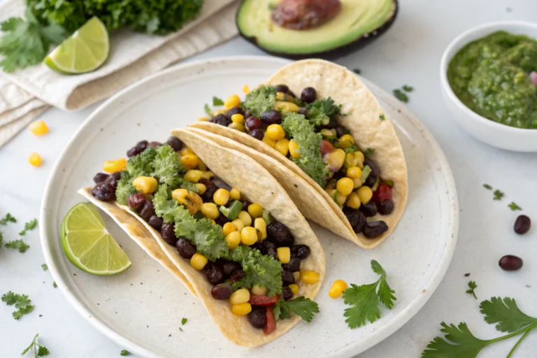 Black Bean & Corn Tacos with Salsa Verde