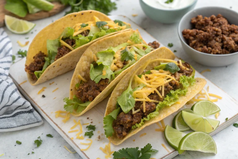 Classic Ground Beef Tacos with Cheese & Lettuce