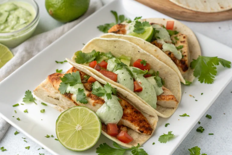 Chicken Tacos with Cilantro Lime Sauce