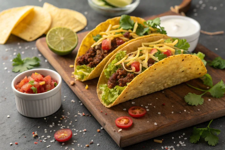 Classic Ground Beef Tacos with Cheese & Lettuce