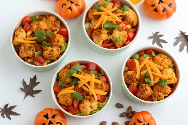 Halloween Cauliflower Taco Mini Bowls