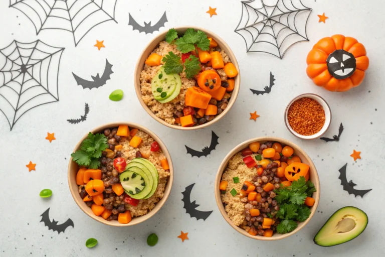 Halloween Quinoa Sweet Potato Taco Bowls