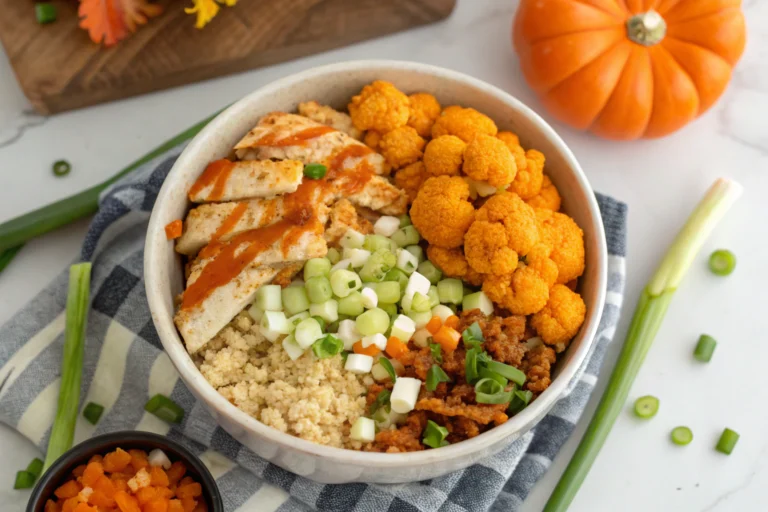 Halloween Buffalo Burrito Bowl with Cauliflower Rice