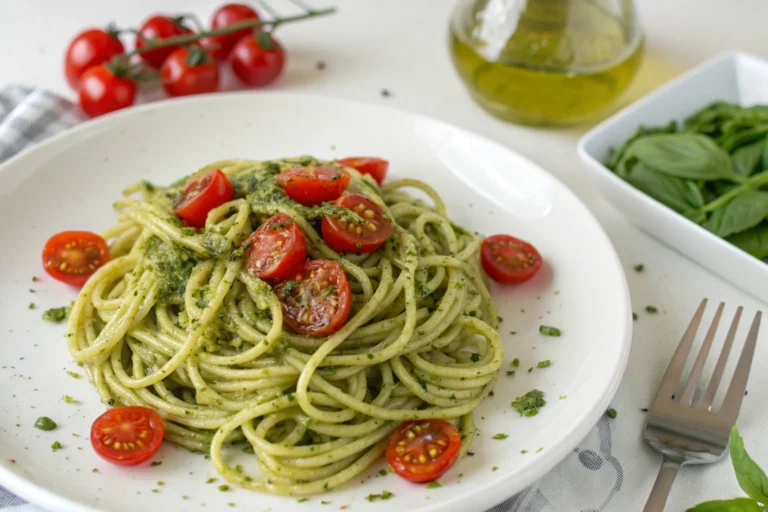 Pesto Pasta with Cherry Tomatoes