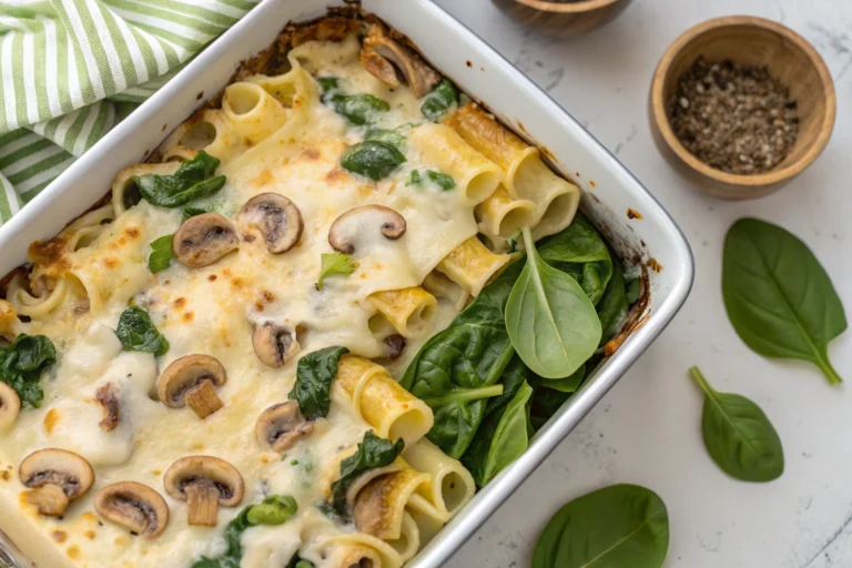 Mushroom & Spinach Pasta Bake